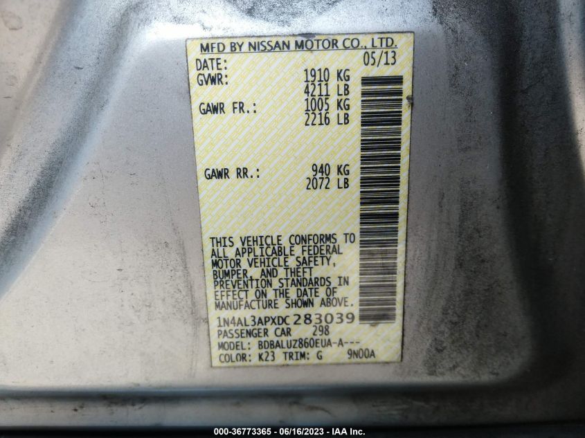 2013 NISSAN ALTIMA 2.5 SV - 1N4AL3APXDC283039