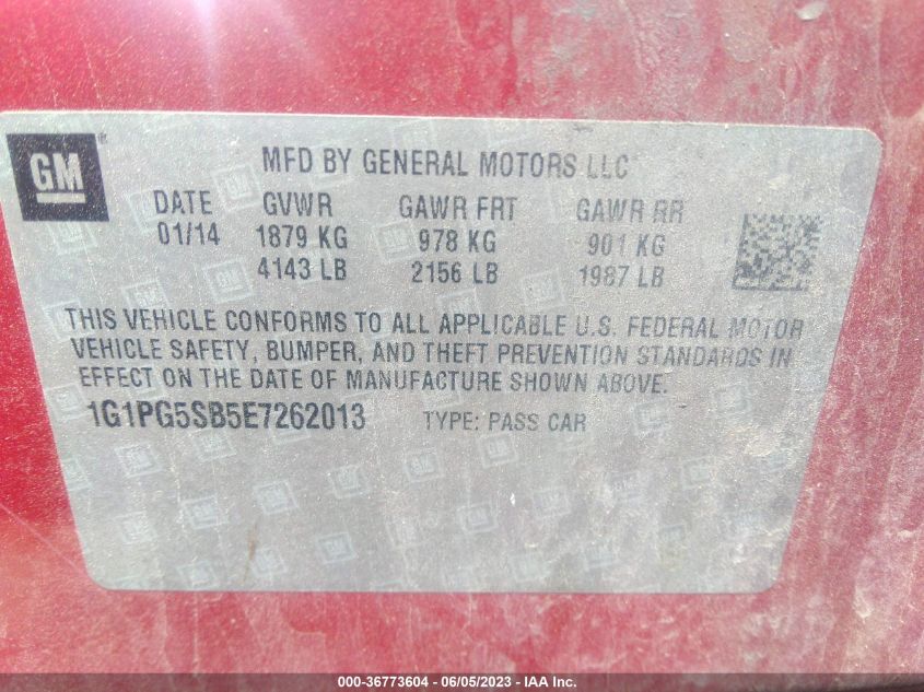 2014 CHEVROLET CRUZE LTZ - 1G1PG5SB5E7262013