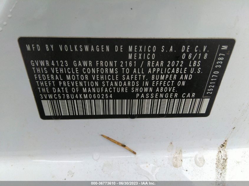2019 VOLKSWAGEN JETTA S/SE/R-LINE - 3VWC57BU4KM060254