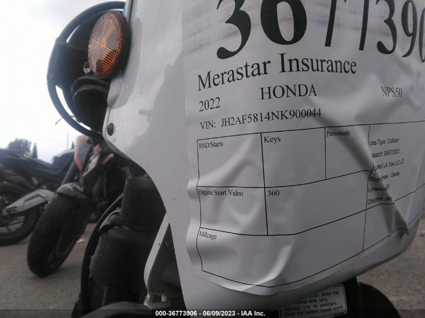 2022 HONDA NPS50 - JH2AF5814NK900044