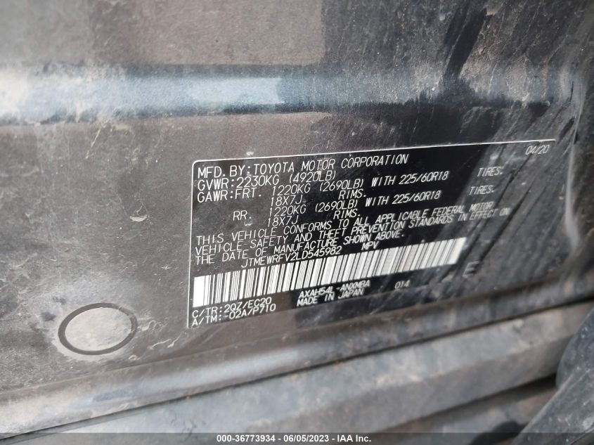 2020 TOYOTA RAV4 HYBRID XSE - JTMEWRFV2LD545982