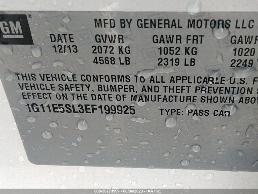2014 CHEVROLET MALIBU LT - 1G11E5SL3EF199925