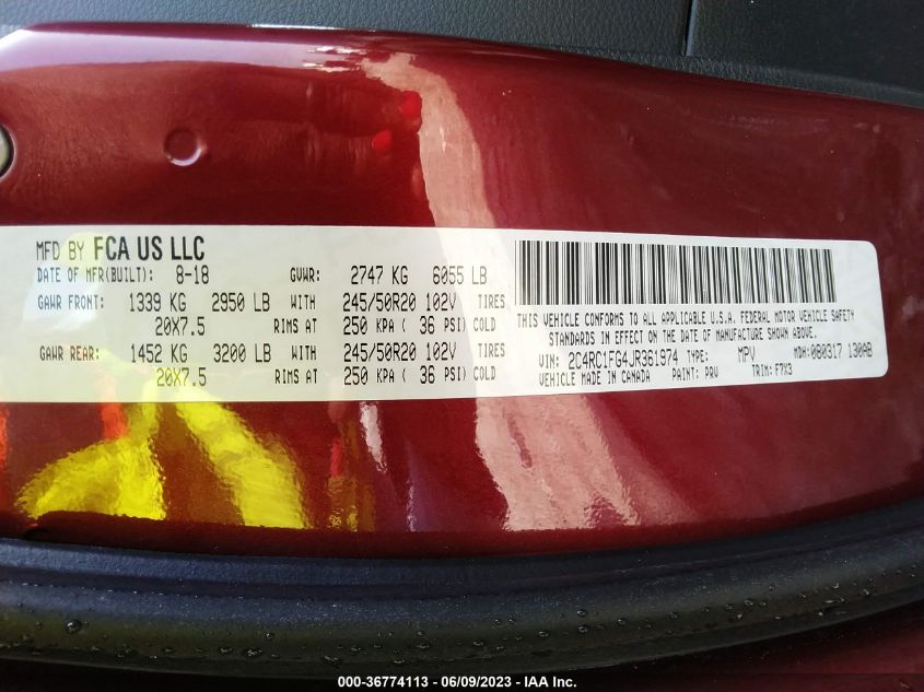 2018 CHRYSLER PACIFICA TOURING PLUS - 2C4RC1FG4JR361974