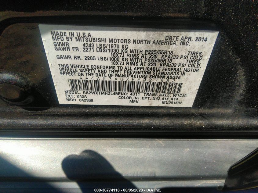 2014 MITSUBISHI OUTLANDER SPORT ES - 4A4AR3AUXEA027982