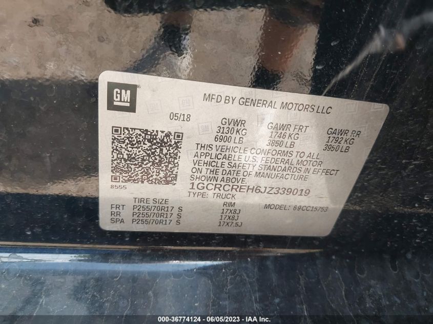 2018 CHEVROLET SILVERADO 1500 LT - 1GCRCREH6JZ339019