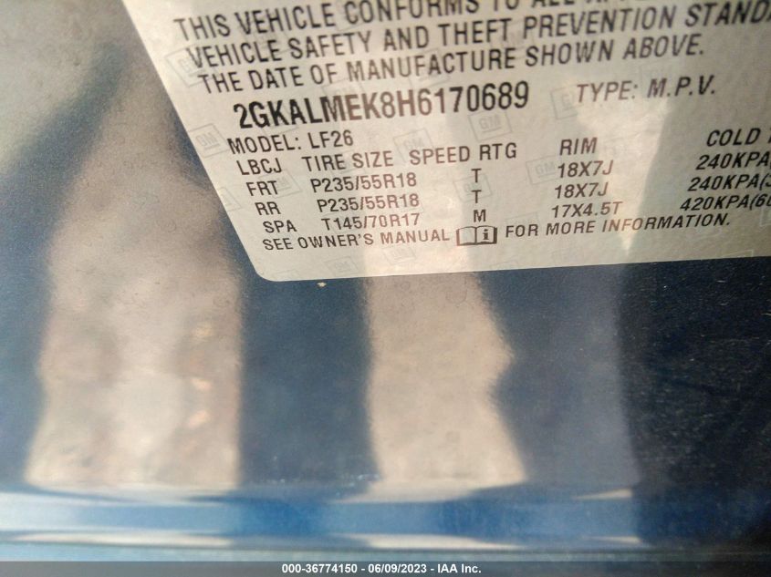 2017 GMC TERRAIN SLE - 2GKALMEK8H6170689