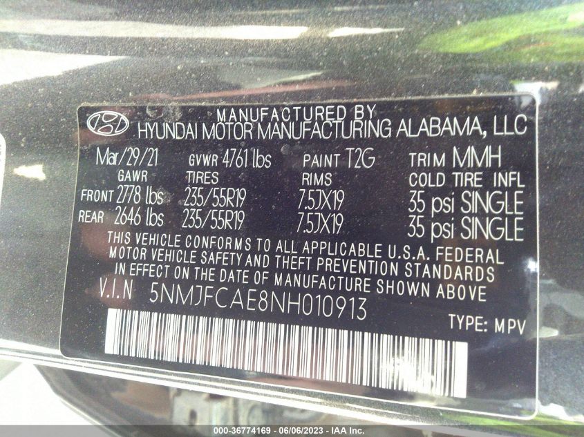 2022 HYUNDAI TUCSON SEL - 5NMJFCAE8NH010913