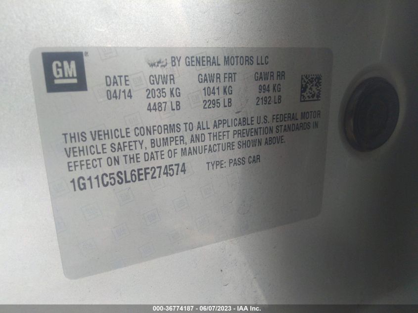 2014 CHEVROLET MALIBU 1LT - 1G11C5SL6EF274574