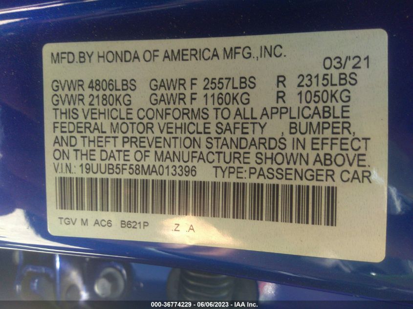 2021 ACURA TLX TECH A - 19UUB5F58MA013396