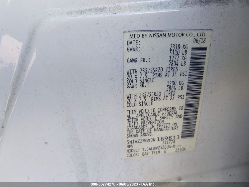 2018 NISSAN MURANO S/SL/SV/PLATINUM - 5N1AZ2MGXJN169813