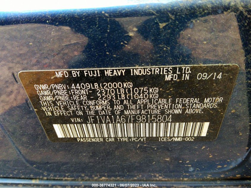 2015 SUBARU WRX - JF1VA1A67F9815804
