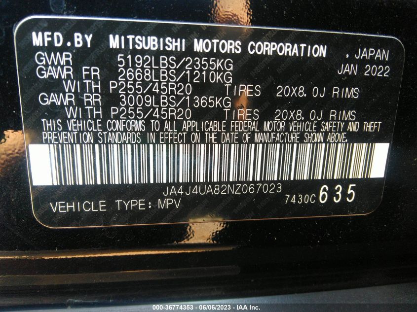 2022 MITSUBISHI OUTLANDER SE - JA4J4UA82NZ067023