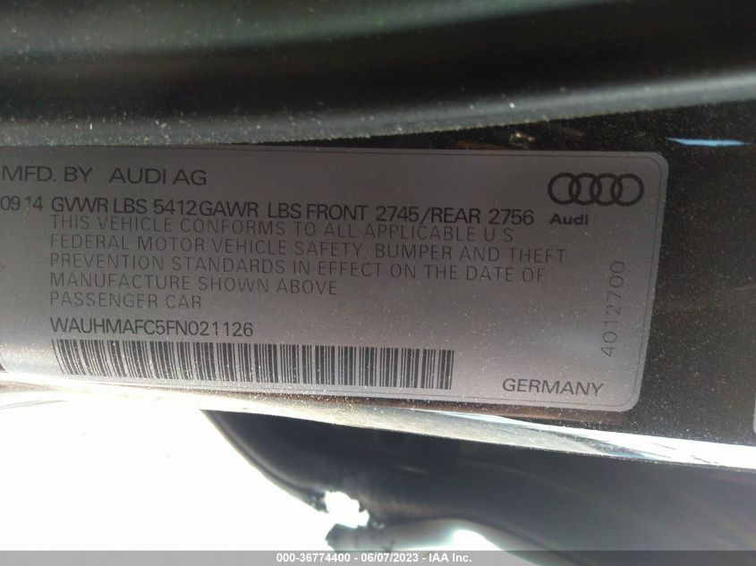 2015 AUDI A6 3.0L TDI PRESTIGE - WAUHMAFC5FN021126