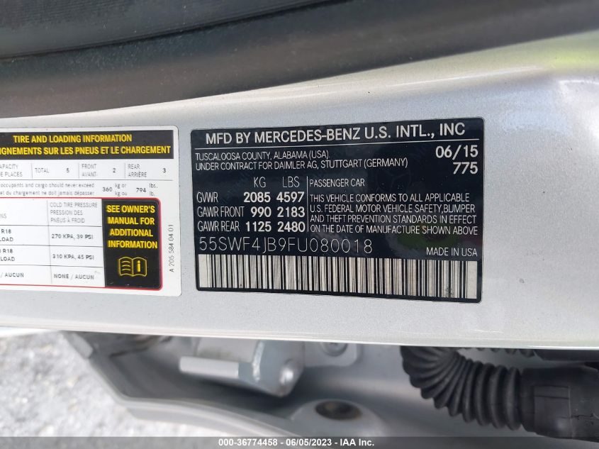 2015 MERCEDES-BENZ C-CLASS C 300 - 55SWF4JB9FU080018