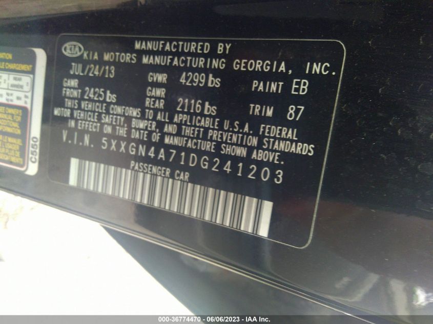 2013 KIA OPTIMA EX - 5XXGN4A71DG241203