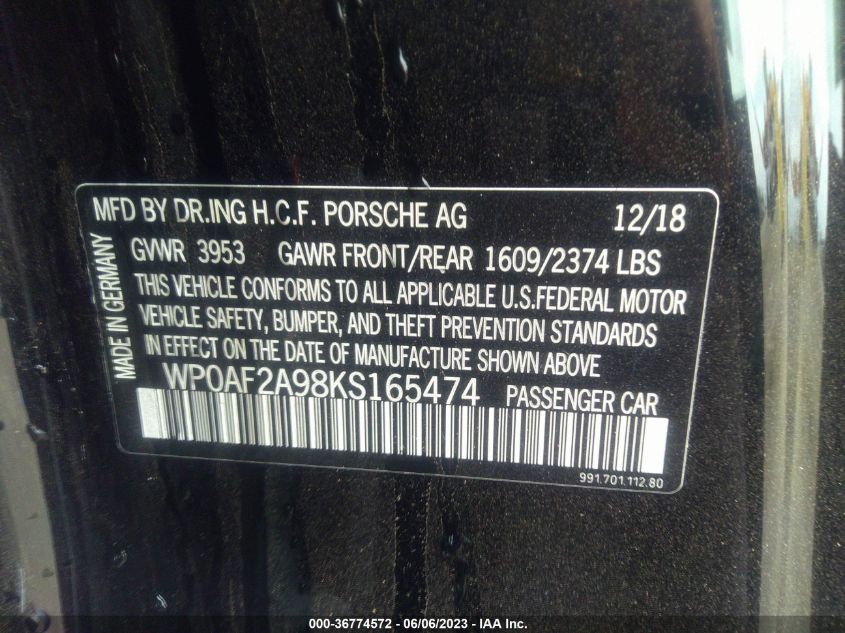 2019 PORSCHE 911 GT3 RS - WP0AF2A98KS165474
