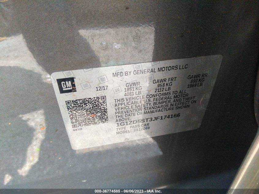 2018 CHEVROLET MALIBU LT - 1G1ZD5ST3JF174166