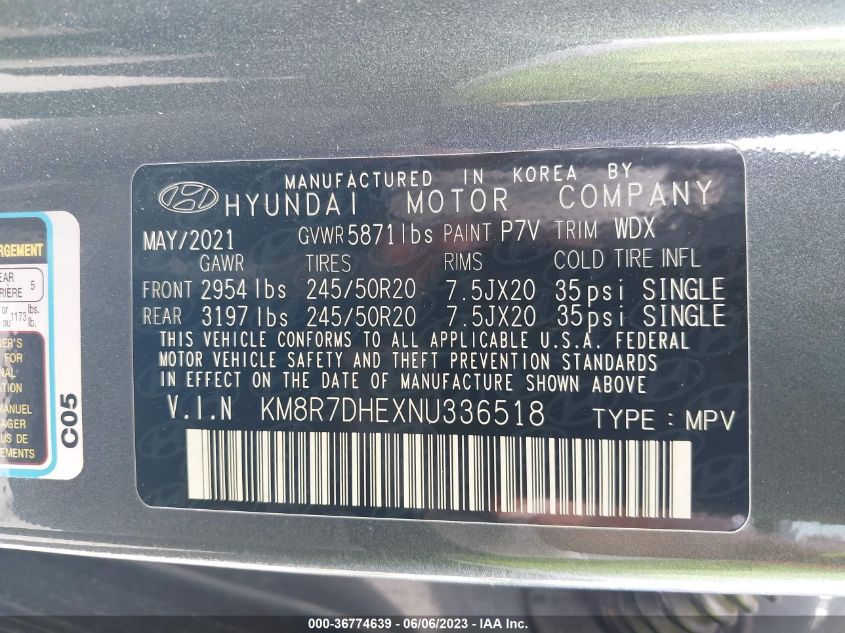 2022 HYUNDAI PALISADE CALLIGRAPHY - KM8R7DHEXNU336518
