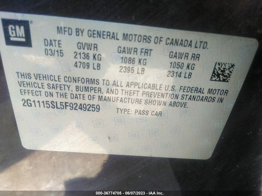 2015 CHEVROLET IMPALA LT - 2G1115SL5F9249259