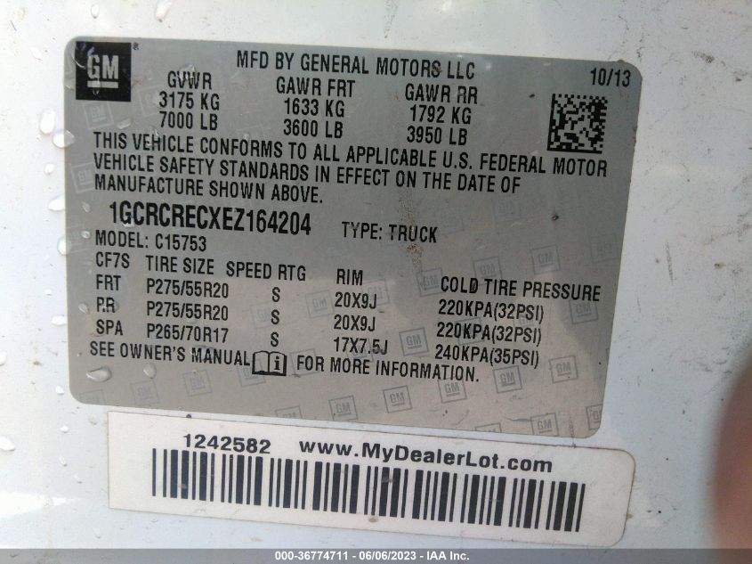 2014 CHEVROLET SILVERADO 1500 LT - 1GCRCRECXEZ164204