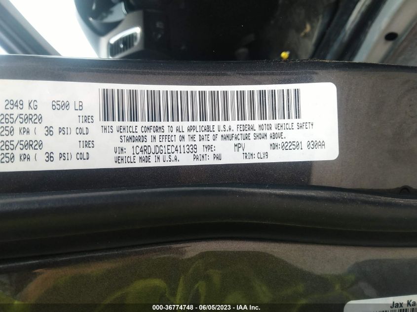2014 DODGE DURANGO LIMITED - 1C4RDJDG1EC411339