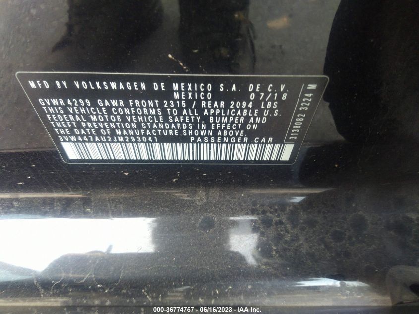 2018 VOLKSWAGEN GOLF GTI S/SE/AUTOBAHN - 3VW447AU2JM293041