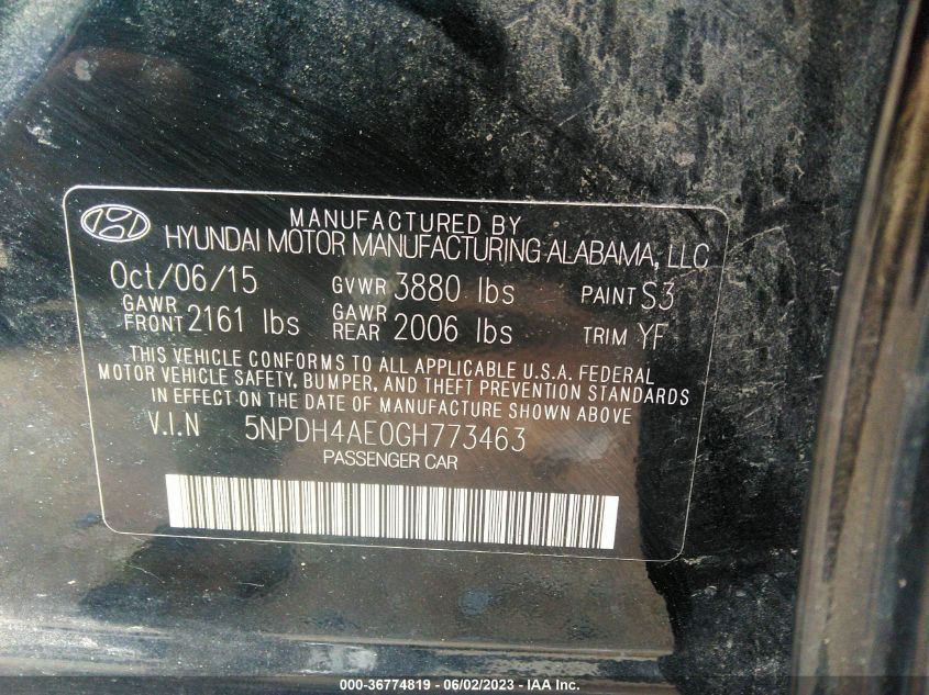 2016 HYUNDAI ELANTRA SE - 5NPDH4AE0GH773463