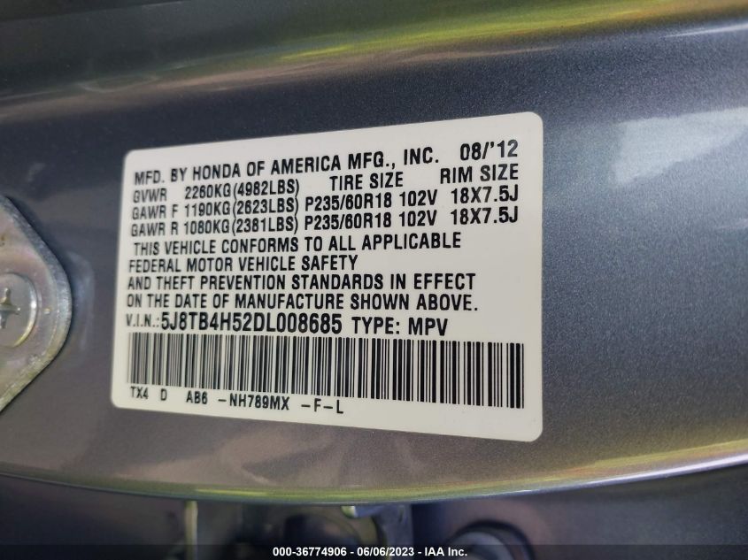 2013 ACURA RDX TECH PKG - 5J8TB4H52DL008685