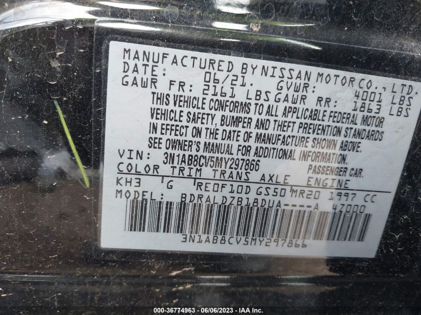 2021 NISSAN SENTRA SV - 3N1AB8CV5MY297866