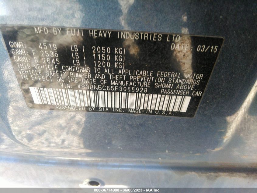 2015 SUBARU LEGACY 2.5I PREMIUM - 4S3BNBC65F3055928