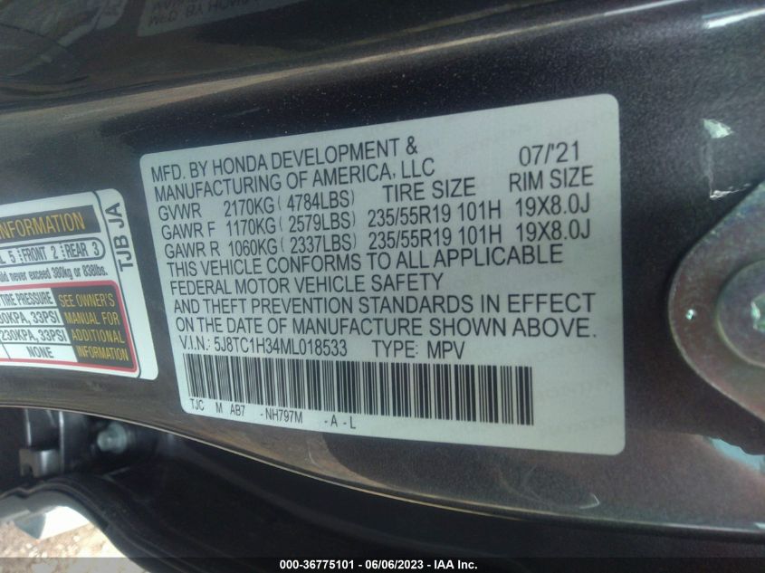 2021 ACURA RDX - 5J8TC1H34ML018533