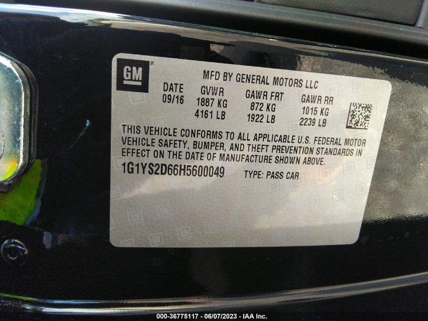 2017 CHEVROLET CORVETTE Z06 2LZ - 1G1YS2D66H5600049