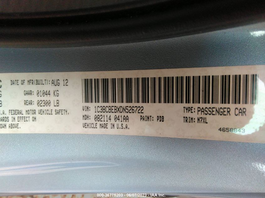 2013 CHRYSLER 200 TOURING - 1C3BCBEBXDN526722