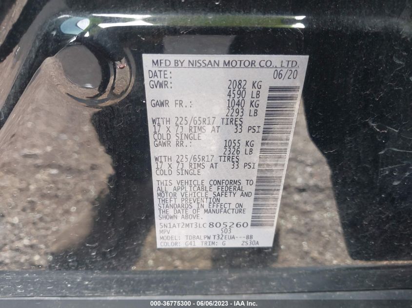 2020 NISSAN ROGUE S - 5N1AT2MT3LC805260