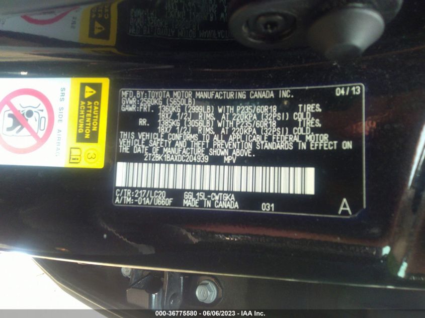 2013 LEXUS RX 350 - 2T2BK1BAXDC204939