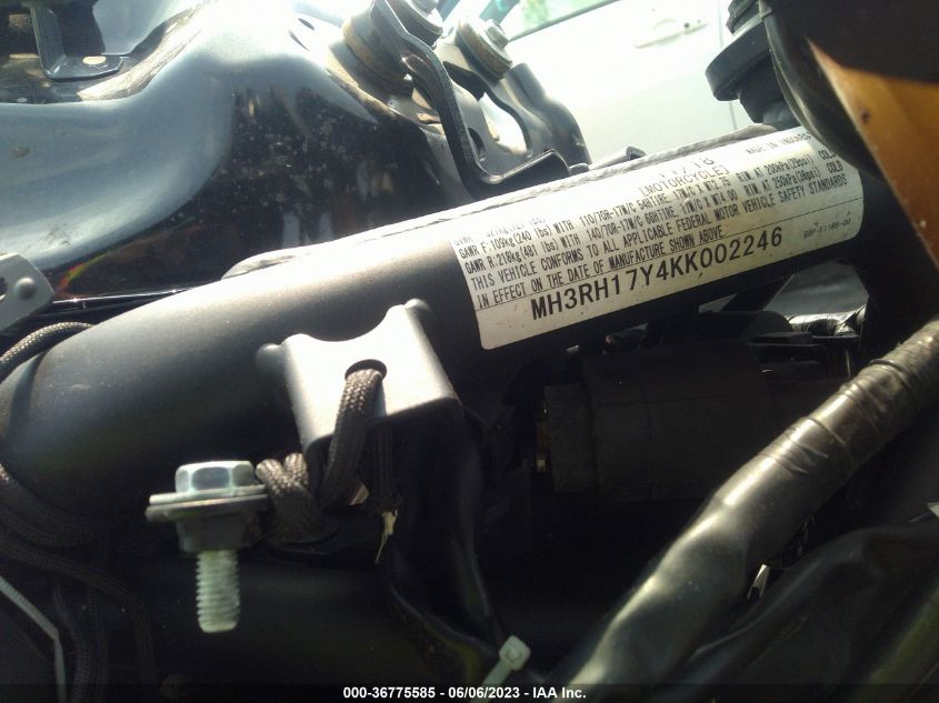 2019 YAMAHA YZFR3 MH3RH17Y4KK002246