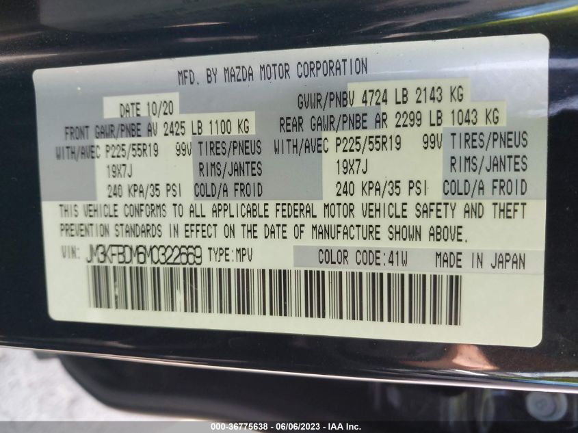 2021 MAZDA CX-5 GRAND TOURING - JM3KFBDM6M0322669