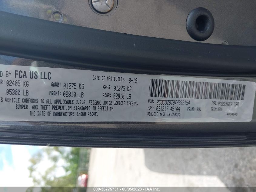 2019 DODGE CHALLENGER R/T - 2C3CDZBT9KH606154