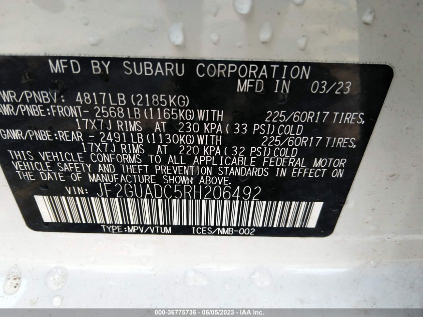 2024 SUBARU CROSSTREK PREMIUM - JF2GUADC5RH206492