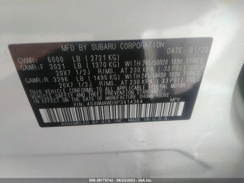 2023 SUBARU ASCENT TOURING - 4S4WMAWD9P3414364