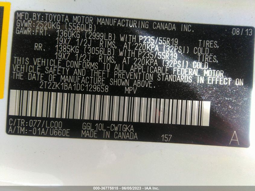 2013 LEXUS RX 350 - 2T2ZK1BA1DC129658