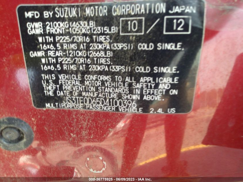 2013 SUZUKI GRAND VITARA PREMIUM - JS3TE0D65D4100396