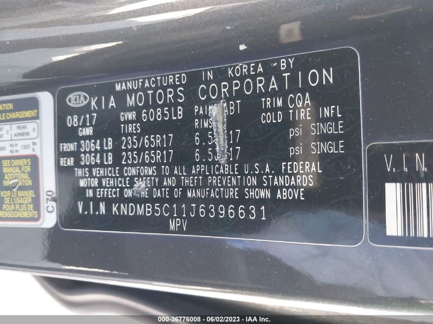 2018 KIA SEDONA LX - KNDMB5C11J6396631