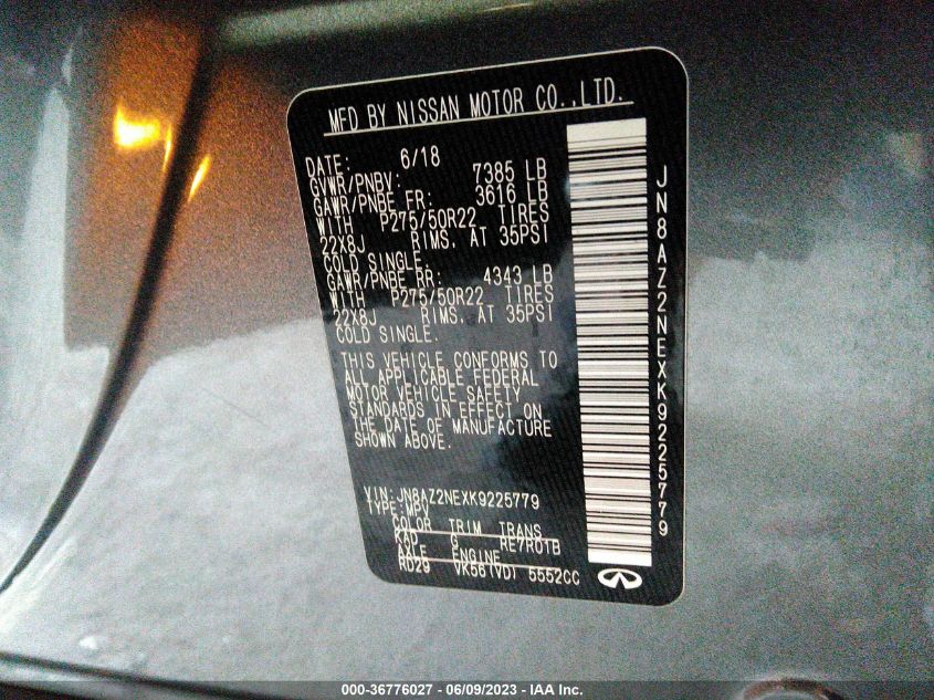 2019 INFINITI QX80 LUXE/LIMITED - JN8AZ2NEXK9225779