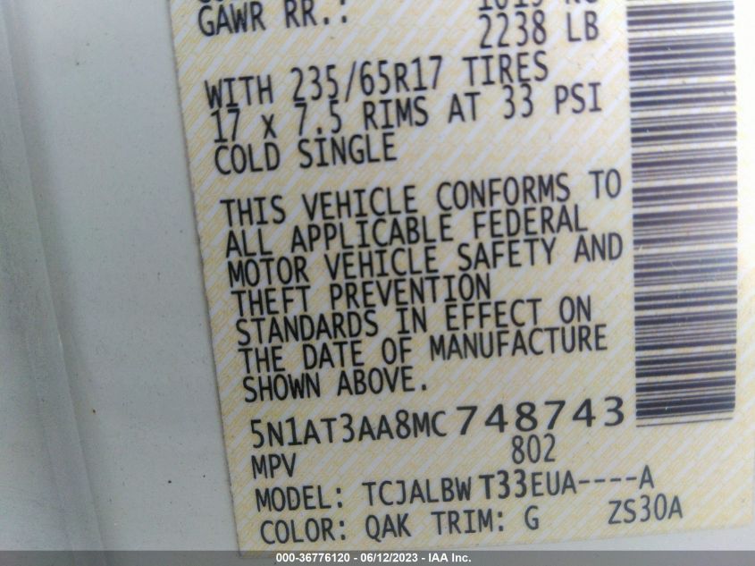 2021 NISSAN ROGUE S - 5N1AT3AA8MC748743