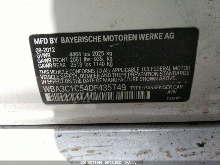 2013 BMW 3 SERIES 328I - WBA3C1C54DF435749