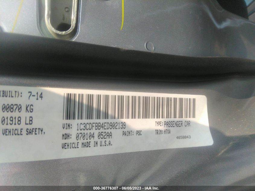 2014 DODGE DART SXT - 1C3CDFBB4ED902139