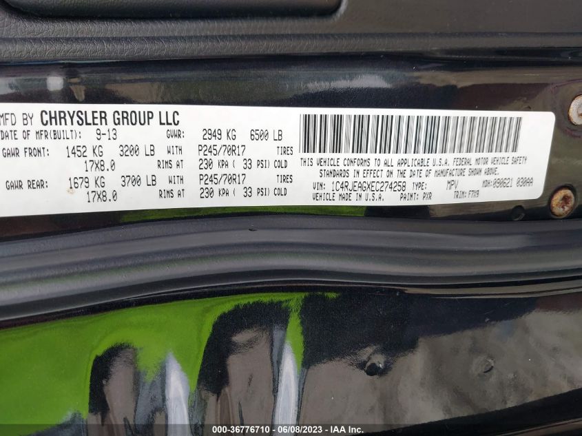 2014 JEEP GRAND CHEROKEE LAREDO - 1C4RJEAGXEC274258