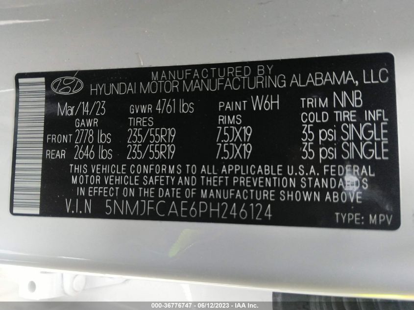 2023 HYUNDAI TUCSON SEL - 5NMJFCAE6PH246124