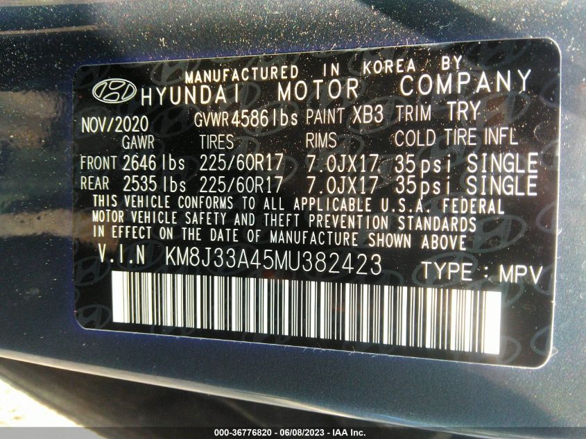 2021 HYUNDAI TUCSON VALUE - KM8J33A45MU382423
